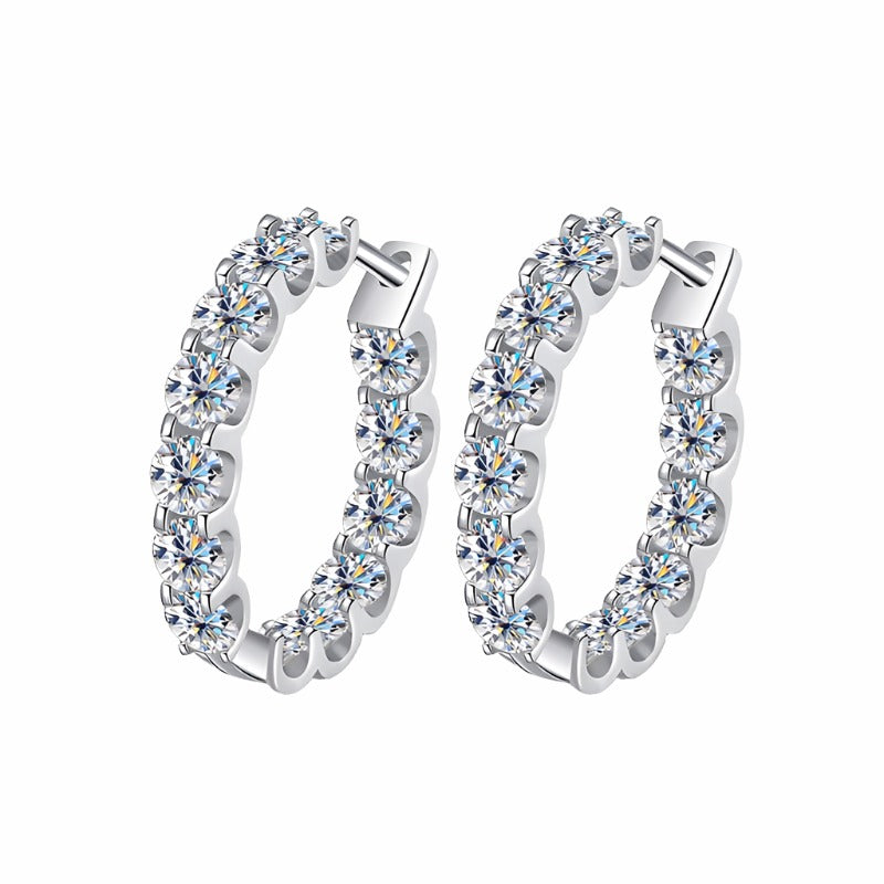 Classic Round Hoop Moissanite Earrings