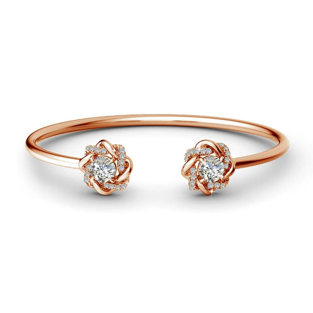 Cleo Encrusted Love Knot Moissanite Open Bangle