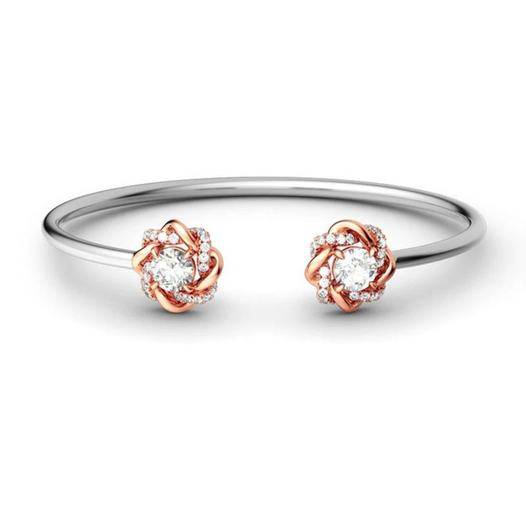 Cleo Encrusted Love Knot Moissanite Open Bangle