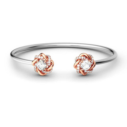 Cleo Encrusted Love Knot Moissanite Open Bangle