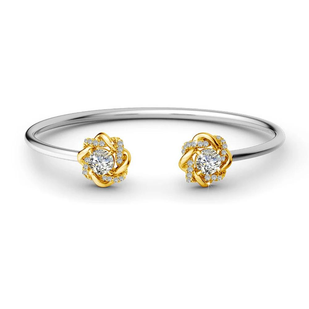 Cleo Encrusted Love Knot Moissanite Open Bangle