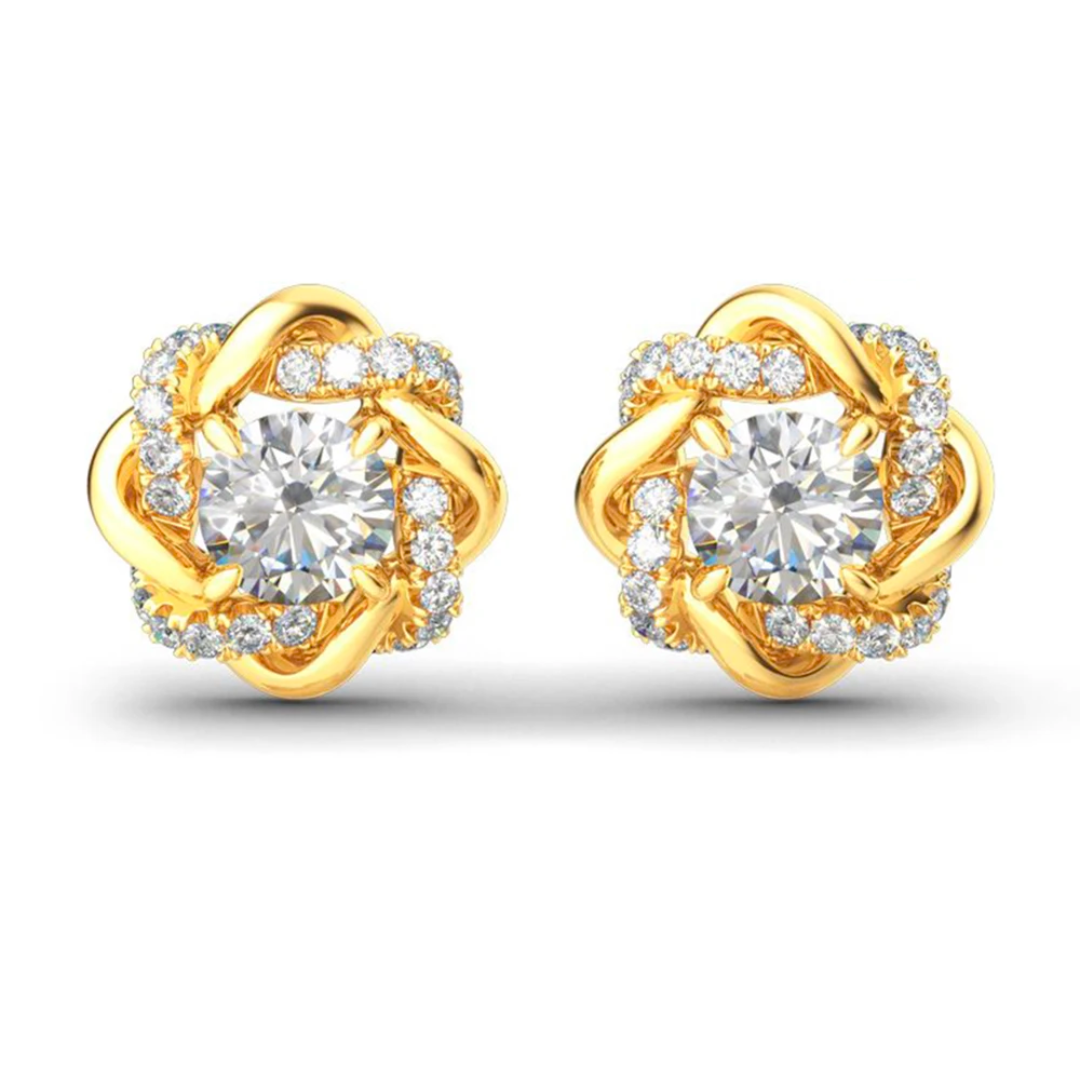 Cleo Encrusted Love Knot Moissanite Stud Earrings