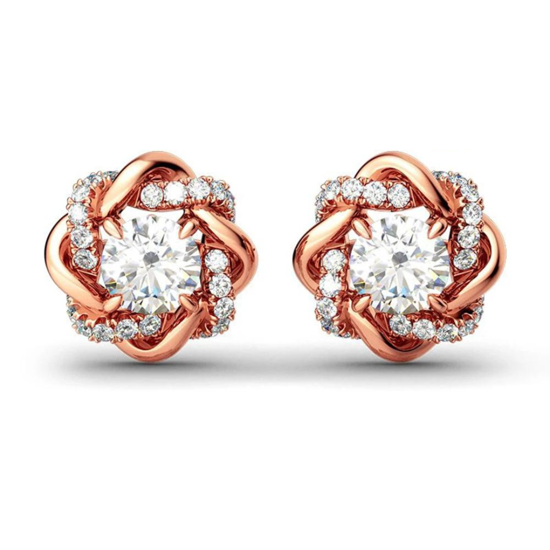 Cleo Encrusted Love Knot Moissanite Stud Earrings