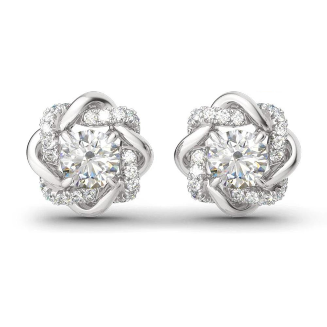 Cleo Encrusted Love Knot Moissanite Stud Earrings