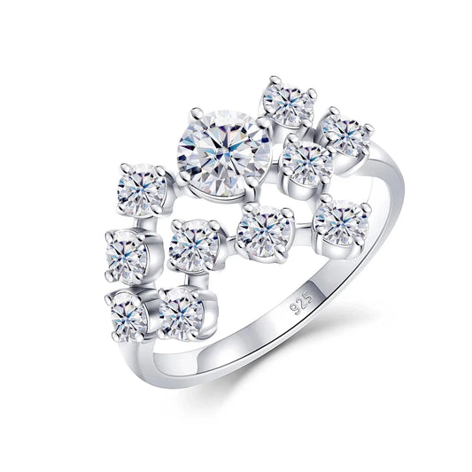 Annabelle Round Cut Cluster Style Moissanite Ring